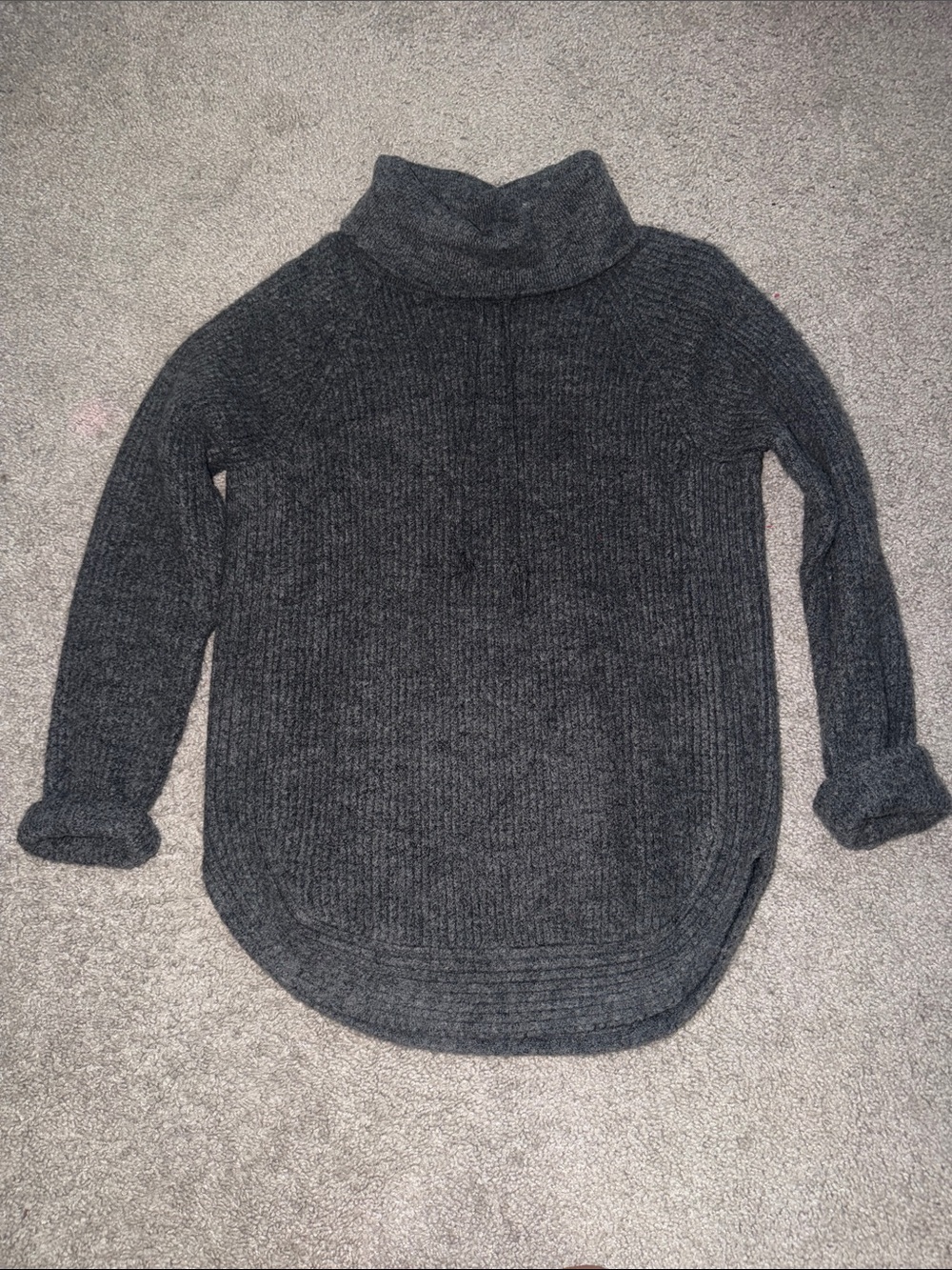 Charcoal Gray Turtleneck Ribbed Sweater